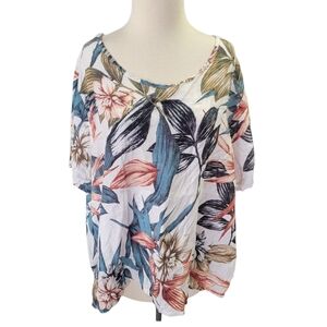 C&C California Linen Shirt Tropical Print 3X